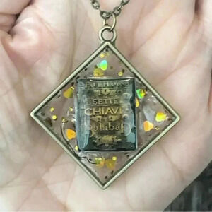 Handmade Diamond Book Lover Reader Teacher Librarian Writer Bronze Necklace New
